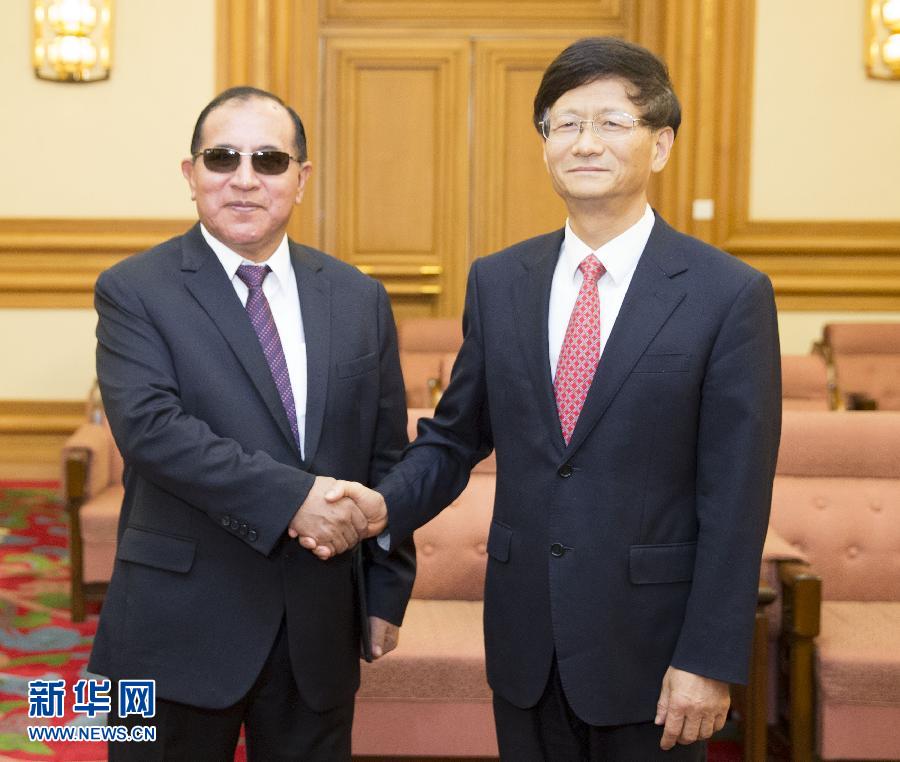 9月5日，中共中央政治局委員、中央政法委書記孟建柱在北京會(huì)見(jiàn)秘魯最高法院院長(zhǎng)維克托·盧卡斯·蒂科納。 新華社記者 黃敬文 攝 