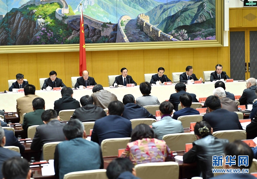 1月13日，中共中央政治局委員、中宣部部長(zhǎng)、全國(guó)“掃黃打非”工作小組組長(zhǎng)劉奇葆在北京出席第三十次全國(guó)“掃黃打非”工作電視電話會(huì)議。新華社記者 李濤 攝
