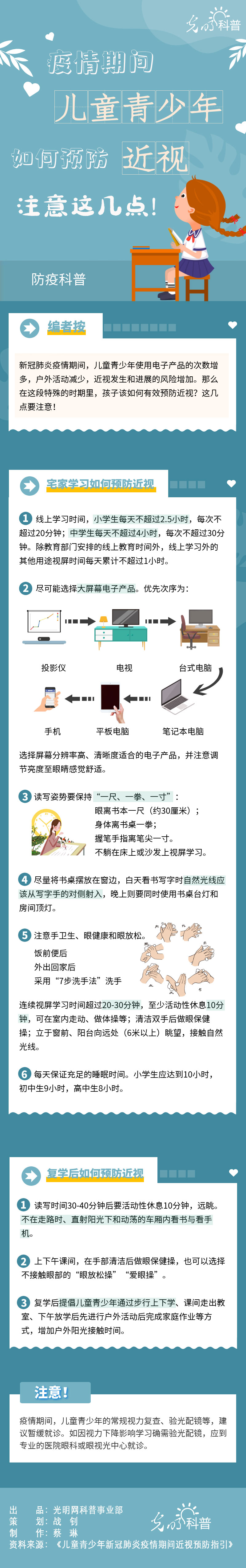 【防疫科普】疫情期間兒童青少年如何預防近視？注意這幾點！