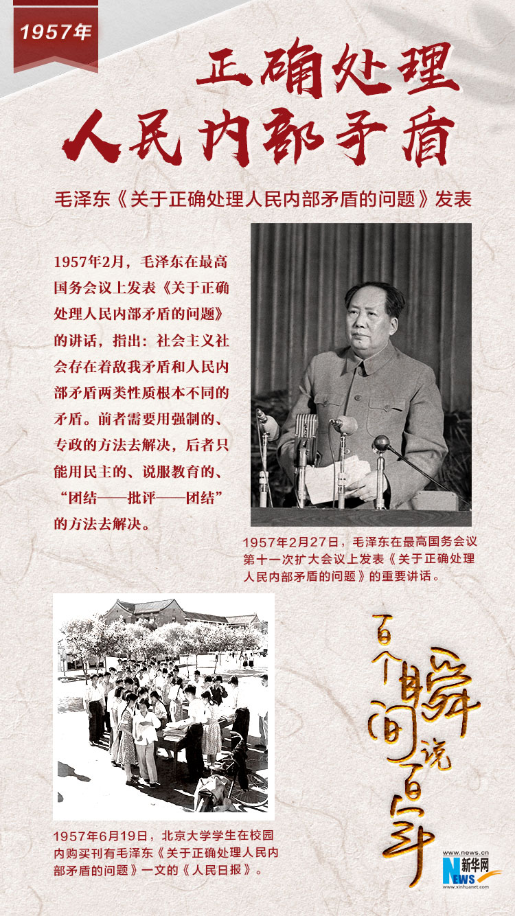 1957，正確處理人民內(nèi)部矛盾