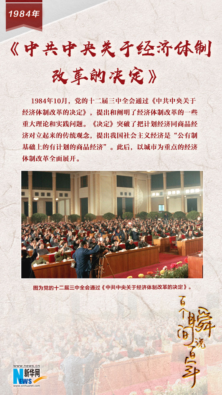 1984，《中共中央關(guān)于經(jīng)濟(jì)體制改革的決定》