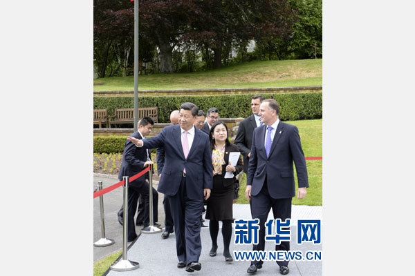 11月20日，中國國家主席習(xí)近平在惠靈頓同新西蘭總理約翰·基舉行會談。 新華社記者 李學(xué)仁 攝