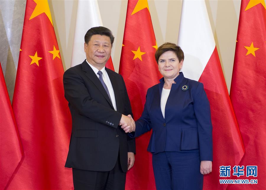 6月20日，國家主席習(xí)近平在華沙會(huì)見波蘭總理希德沃。新華社記者 謝環(huán)馳 攝  