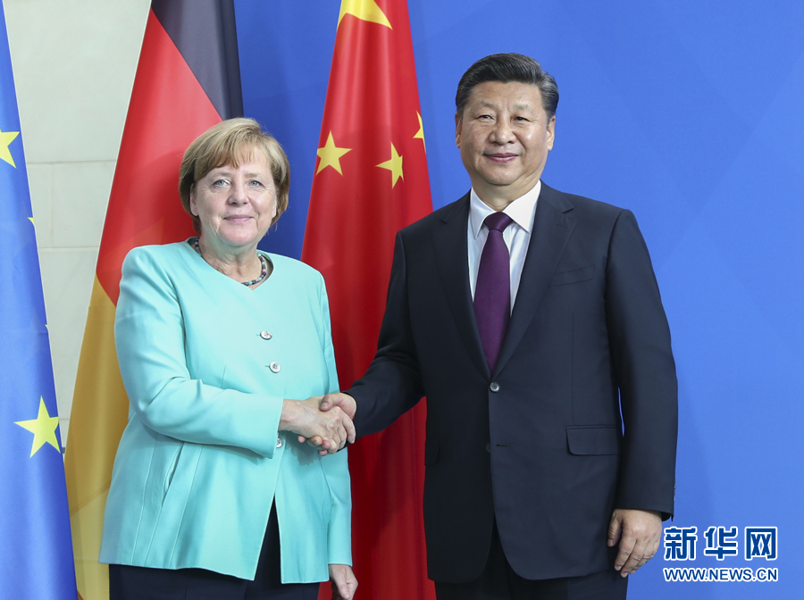 7月5日，國家主席習(xí)近平在柏林同德國總理默克爾舉行會(huì)談。新華社記者謝環(huán)馳攝