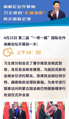 高峰論壇開(kāi)幕前，習(xí)主席的“忙碌指數(shù)”再次刷新紀(jì)錄